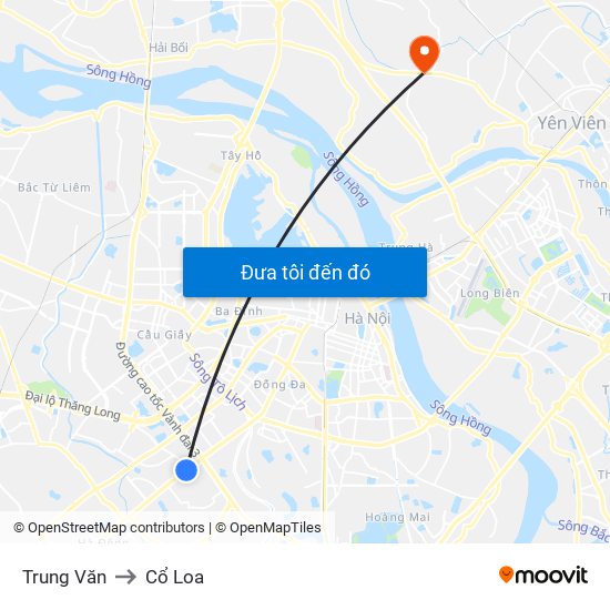 Trung Văn to Cổ Loa map