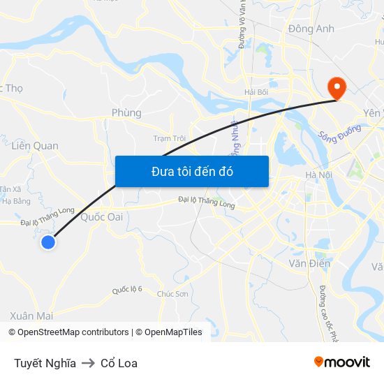 Tuyết Nghĩa to Cổ Loa map