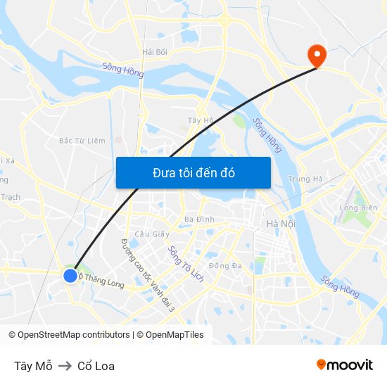 Tây Mỗ to Cổ Loa map