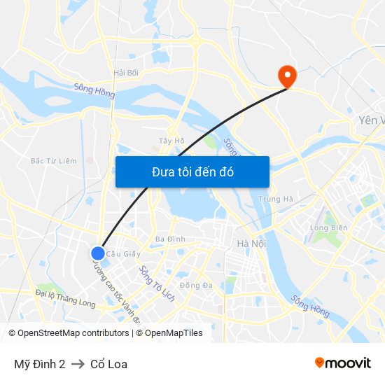 Mỹ Đình 2 to Cổ Loa map