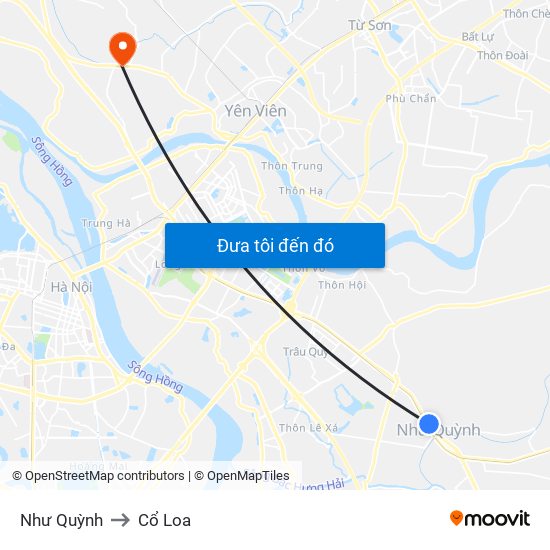 Như Quỳnh to Cổ Loa map