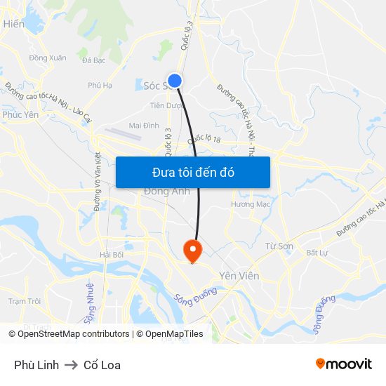 Phù Linh to Cổ Loa map