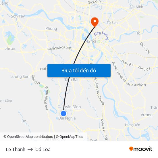 Lê Thanh to Cổ Loa map