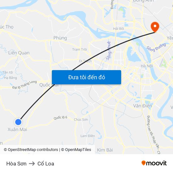 Hòa Sơn to Cổ Loa map