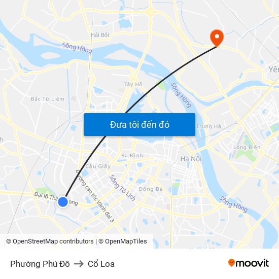 Phường Phú Đô to Cổ Loa map