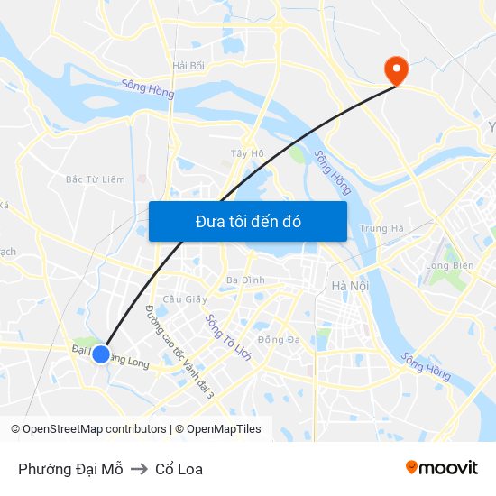 Phường Đại Mỗ to Cổ Loa map