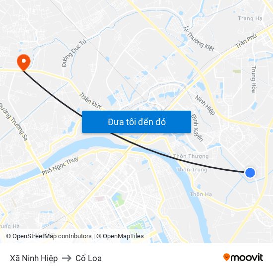 Xã Ninh Hiệp to Cổ Loa map