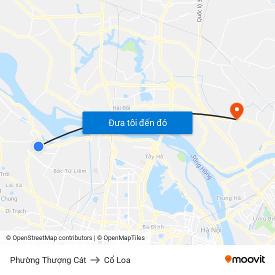 Phường Thượng Cát to Cổ Loa map