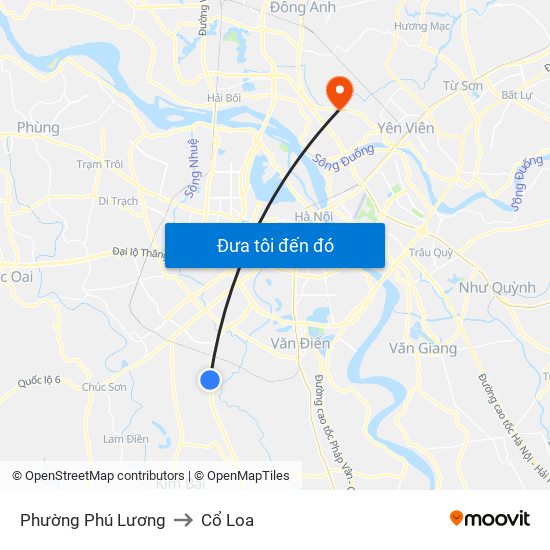 Phường Phú Lương to Cổ Loa map