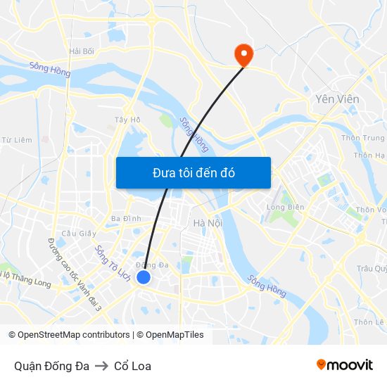 Quận Đống Đa to Cổ Loa map