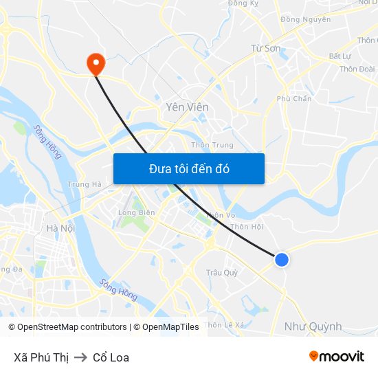 Xã Phú Thị to Cổ Loa map