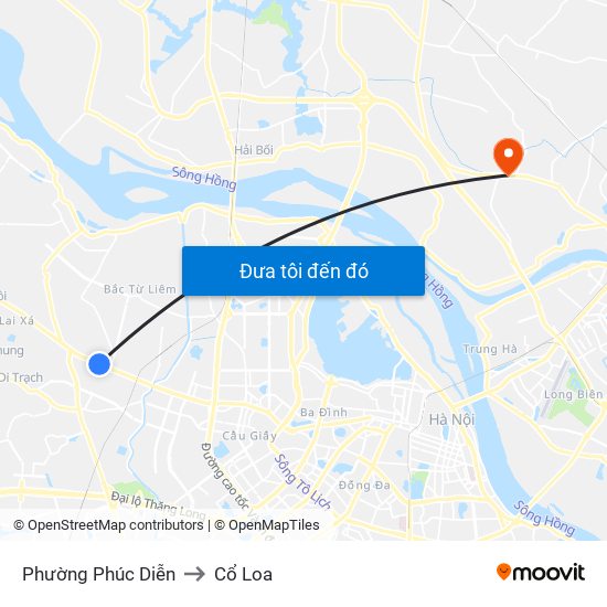 Phường Phúc Diễn to Cổ Loa map