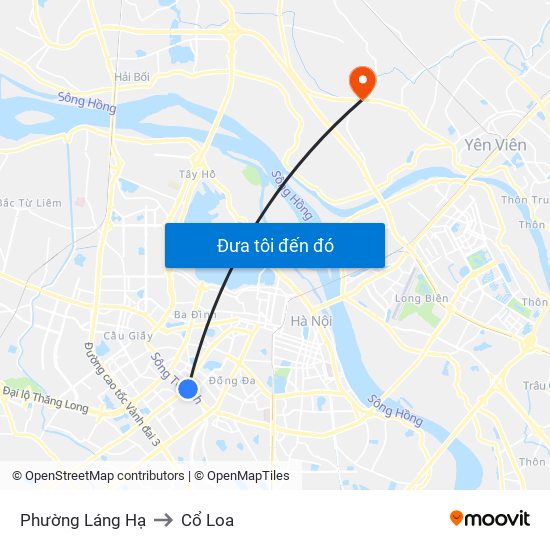 Phường Láng Hạ to Cổ Loa map