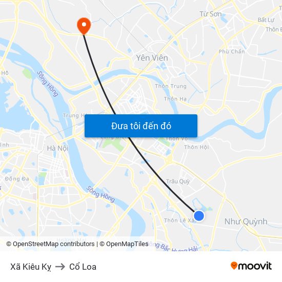 Xã Kiêu Kỵ to Cổ Loa map