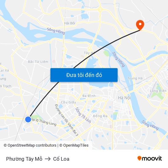 Phường Tây Mỗ to Cổ Loa map