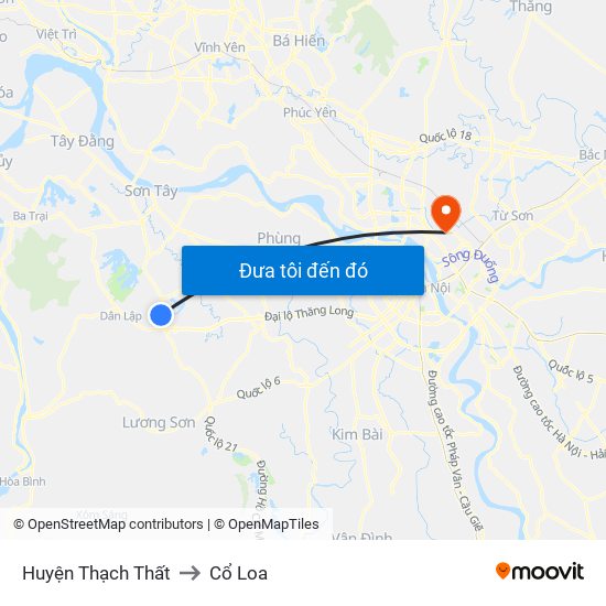 Huyện Thạch Thất to Cổ Loa map