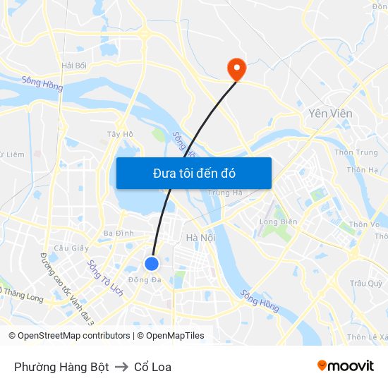 Phường Hàng Bột to Cổ Loa map