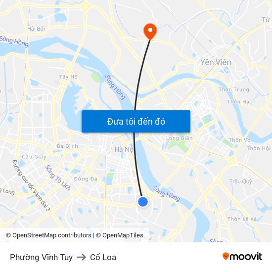 Phường Vĩnh Tuy to Cổ Loa map