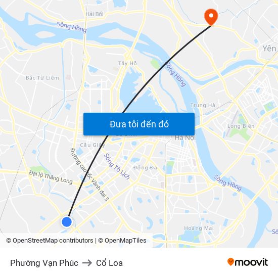 Phường Vạn Phúc to Cổ Loa map