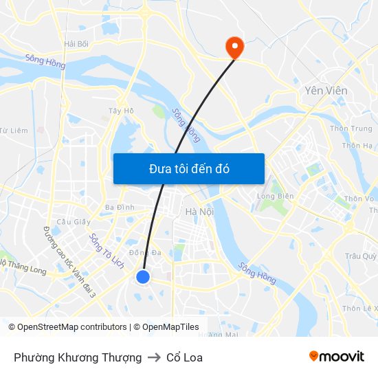 Phường Khương Thượng to Cổ Loa map