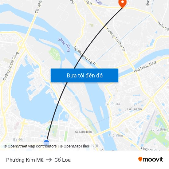 Phường Kim Mã to Cổ Loa map