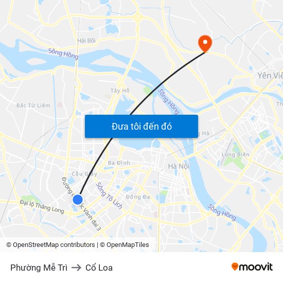 Phường Mễ Trì to Cổ Loa map