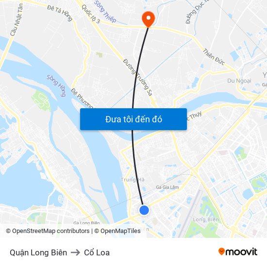 Quận Long Biên to Cổ Loa map