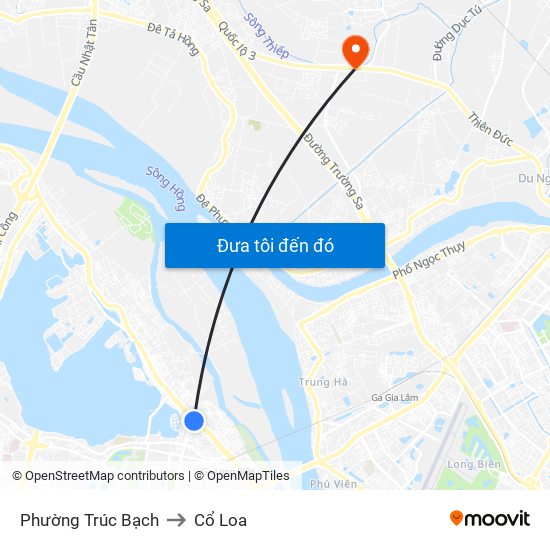 Phường Trúc Bạch to Cổ Loa map