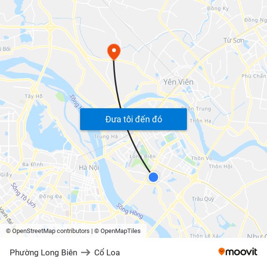 Phường Long Biên to Cổ Loa map