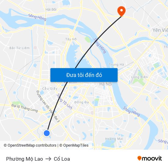 Phường Mộ Lao to Cổ Loa map