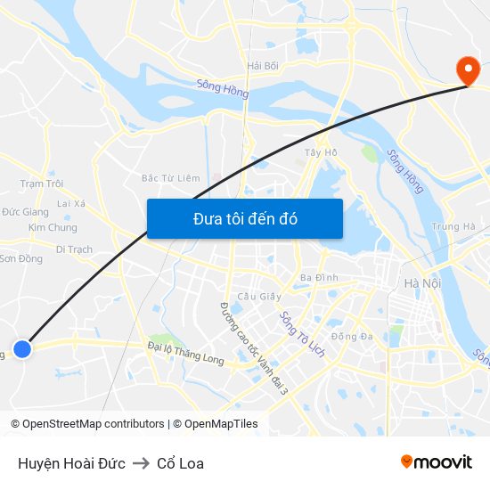 Huyện Hoài Đức to Cổ Loa map