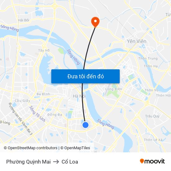 Phường Quỳnh Mai to Cổ Loa map