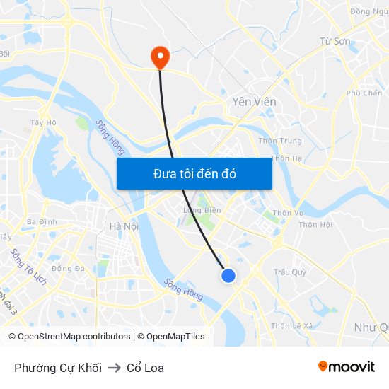 Phường Cự Khối to Cổ Loa map