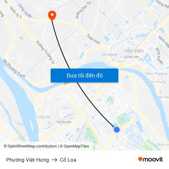 Phường Việt Hưng to Cổ Loa map