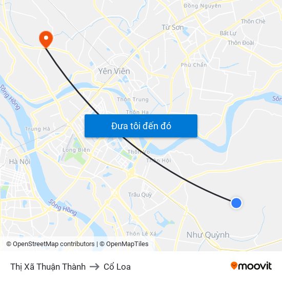Thị Xã Thuận Thành to Cổ Loa map