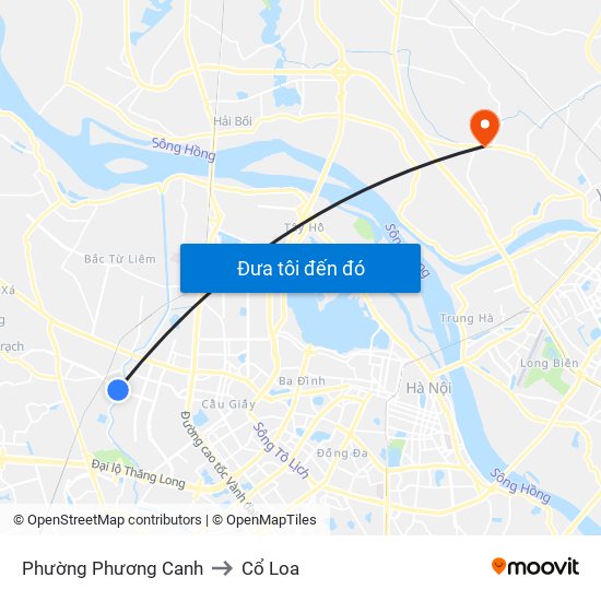 Phường Phương Canh to Cổ Loa map