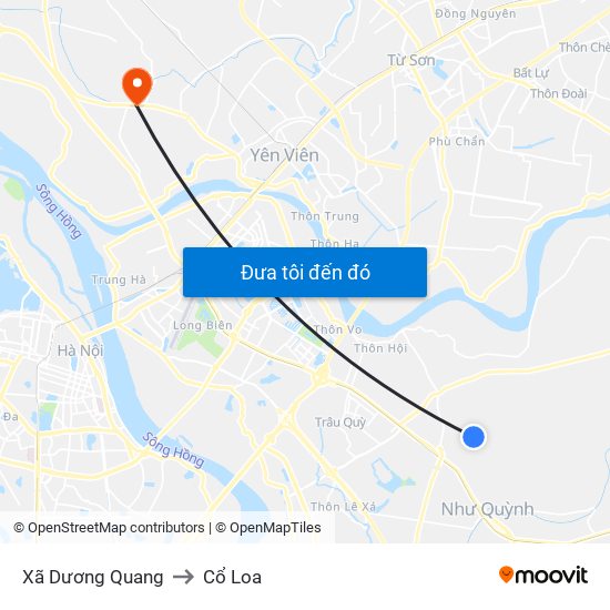 Xã Dương Quang to Cổ Loa map