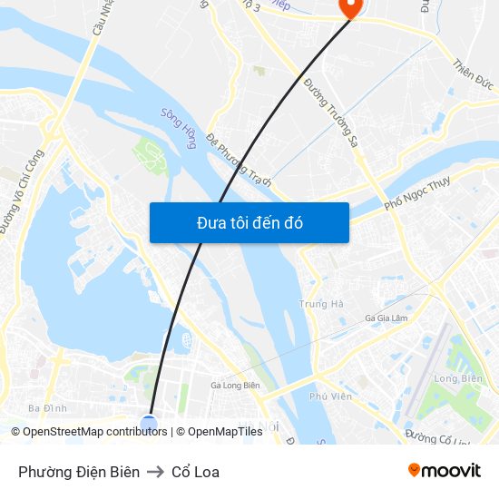 Phường Điện Biên to Cổ Loa map