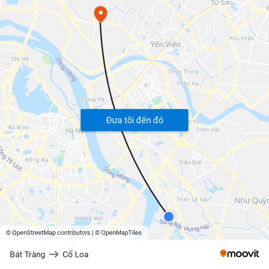 Bát Tràng to Cổ Loa map