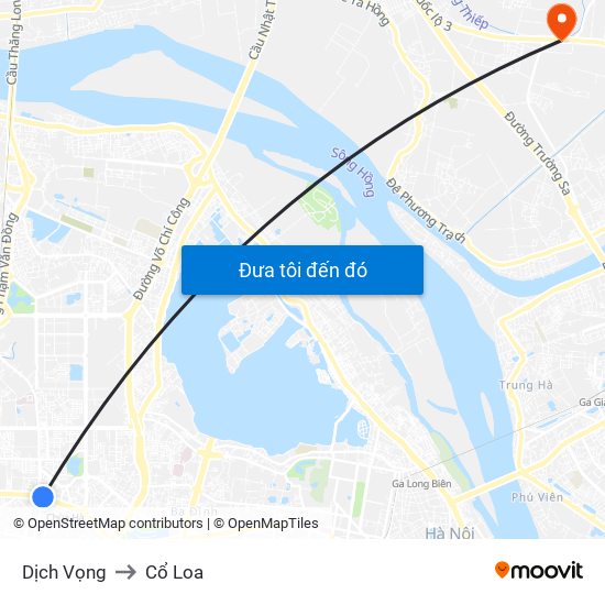Dịch Vọng to Cổ Loa map