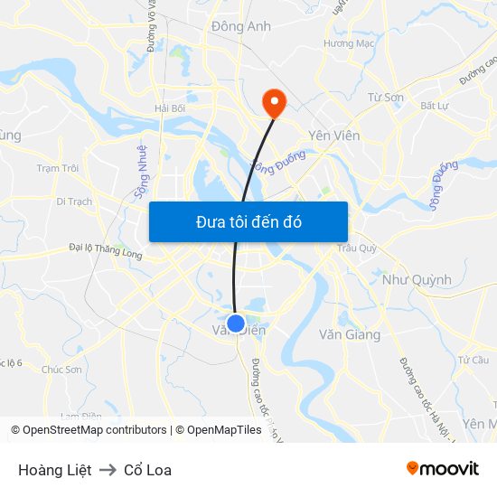 Hoàng Liệt to Cổ Loa map