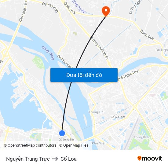 Nguyễn Trung Trực to Cổ Loa map
