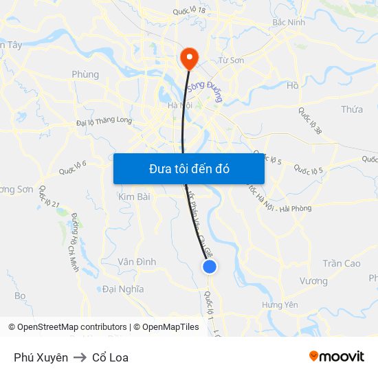 Phú Xuyên to Cổ Loa map