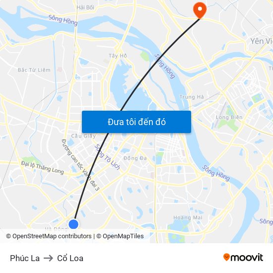 Phúc La to Cổ Loa map