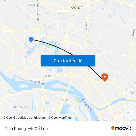 Tiền Phong to Cổ Loa map