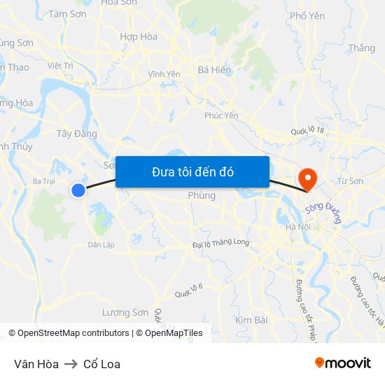 Vân Hòa to Cổ Loa map