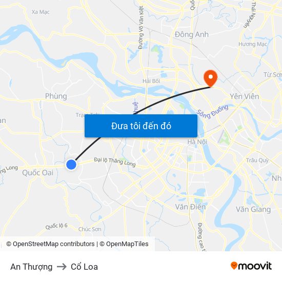 An Thượng to Cổ Loa map