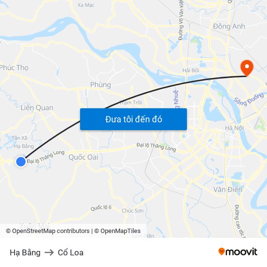 Hạ Bằng to Cổ Loa map