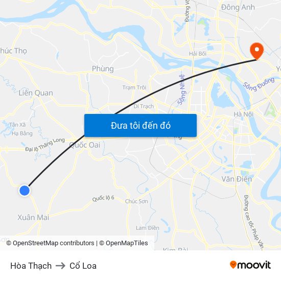 Hòa Thạch to Cổ Loa map