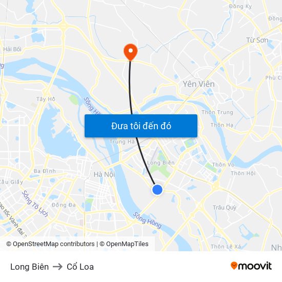 Long Biên to Cổ Loa map